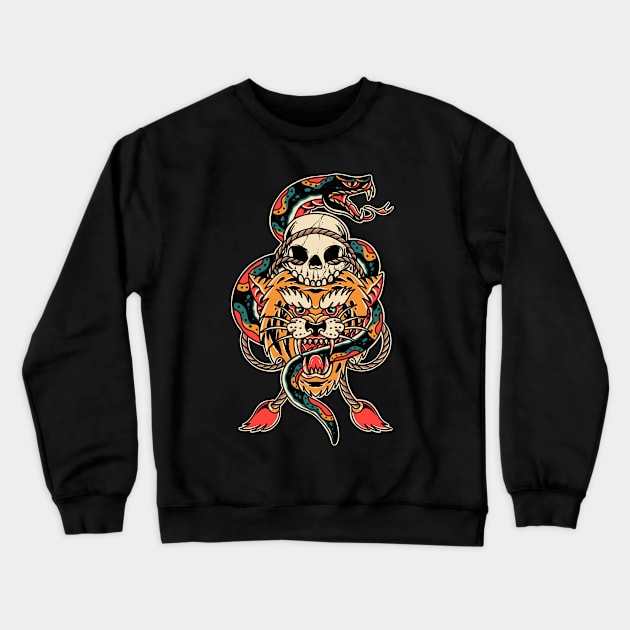 Snake Tiger king Crewneck Sweatshirt by ILLUSTRA.13